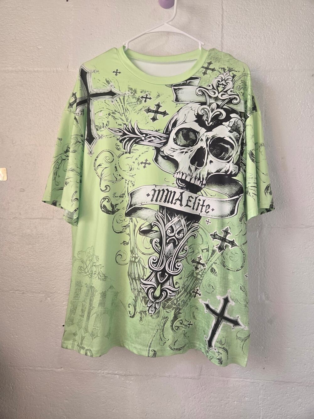 Manfinity MMA Elite Neon Green Graphic T Shirt Mens Medium Streetwear